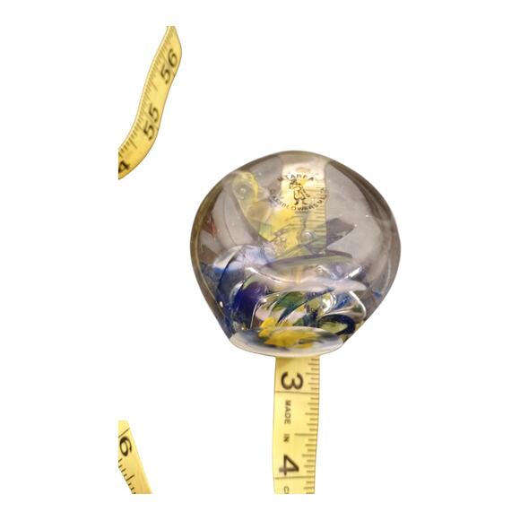 Mtarfa Art Glass Blue Yellow Paperweight Maltese Glassware Collectable VGUC - Picture 6 of 9